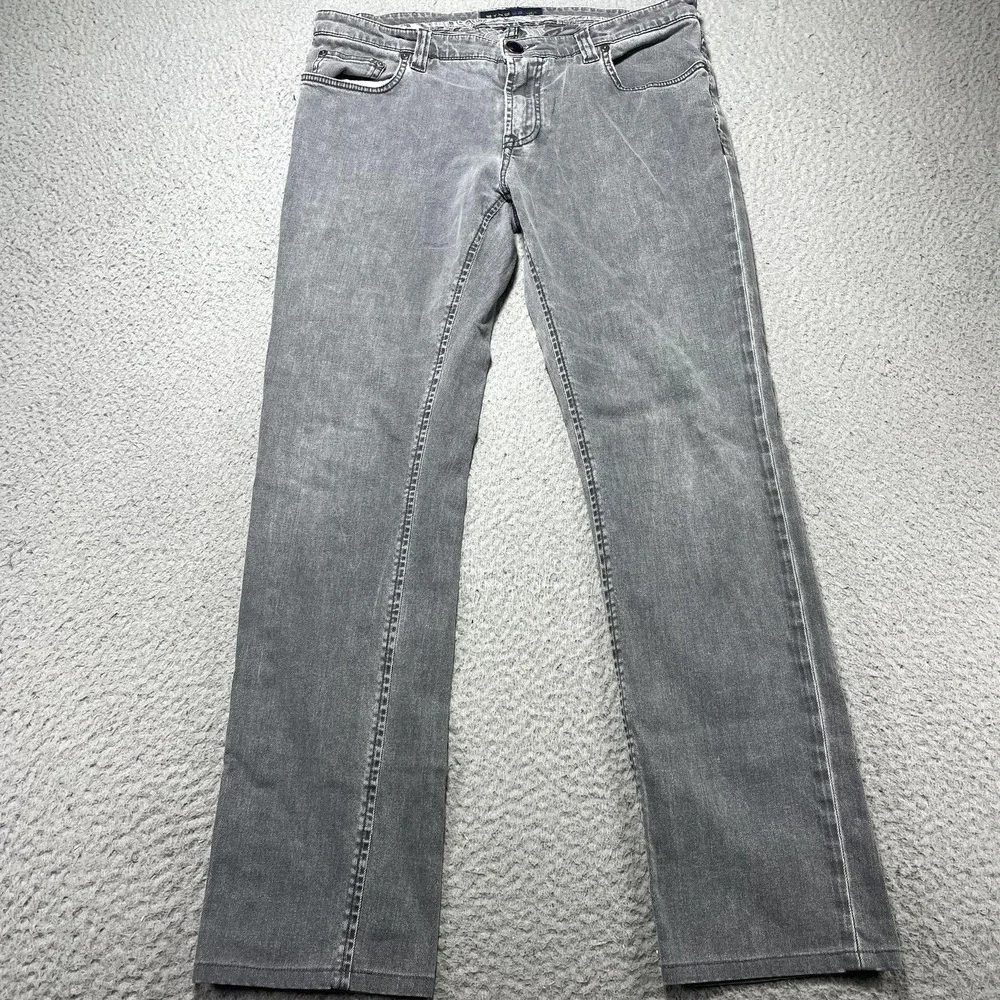 Etro Jeans Mens 33x30 Gray Medium Wash Slim Straight Stretch Denim Italy 33x29.5